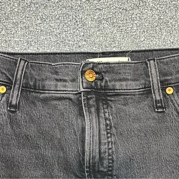 Madewell The Perfect Vintage Wide Leg Crop Jeans Size 33P Black Denim Fringe - Picture 4 of 13
